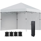 3 x 3 m Pop Up Gazebo, UPF 30+ Party Tent with 2 Sidewalls, Weight Bags and Wheeled Bag, Light Grey