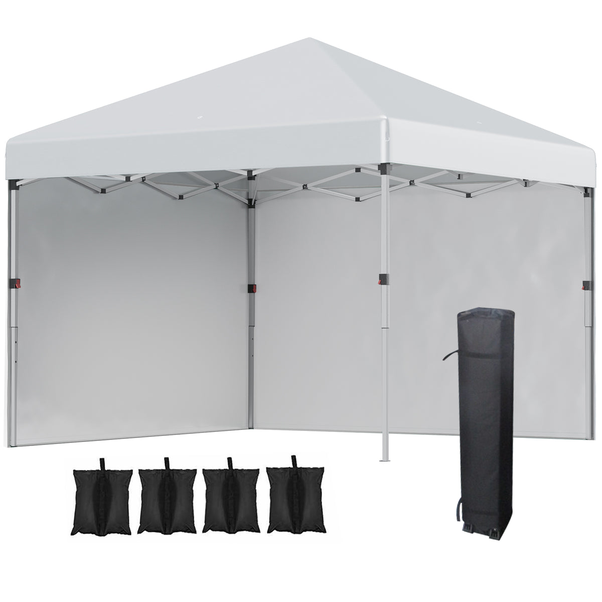 3 x 3 m Pop Up Gazebo, UPF 30+ Party Tent with 2 Sidewalls, Weight Bags and Wheeled Bag, Light Grey