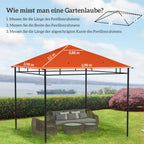 Ersatzdach für Gartenpavillon, Polyester, 2,98 x 2,98 m, Orange