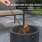  Smokeless Fire Pit, 38cm Portable Wood Burning Firepit with Spark Screen and Poker, Low Smoke Camping Bonfire Stove for Garden Patio Picnic, Dark Grey