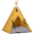 Tierbett, drolliges Tipi-Design, mit weichem Liegekissen, Bodenmatte, für Hunde und Katzen, 60 x 60 x 76 cm