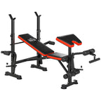 Hantelbank ohne Gewichte, verstellbare Fitnessbank für zahlreiche Übungen, Workout-Station, Stahl, Kunststoff, Schwarz+Rot