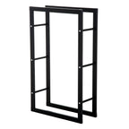 Kaminholzregal Metall 60 x 25 x 100 cm Brennholzregal Stapelhilfe Stahlrahmen bis 100kg Kaminholzunterstand Outdoor Holzregal Feuerholzregal für Garten Terrasse Außen Schwarz