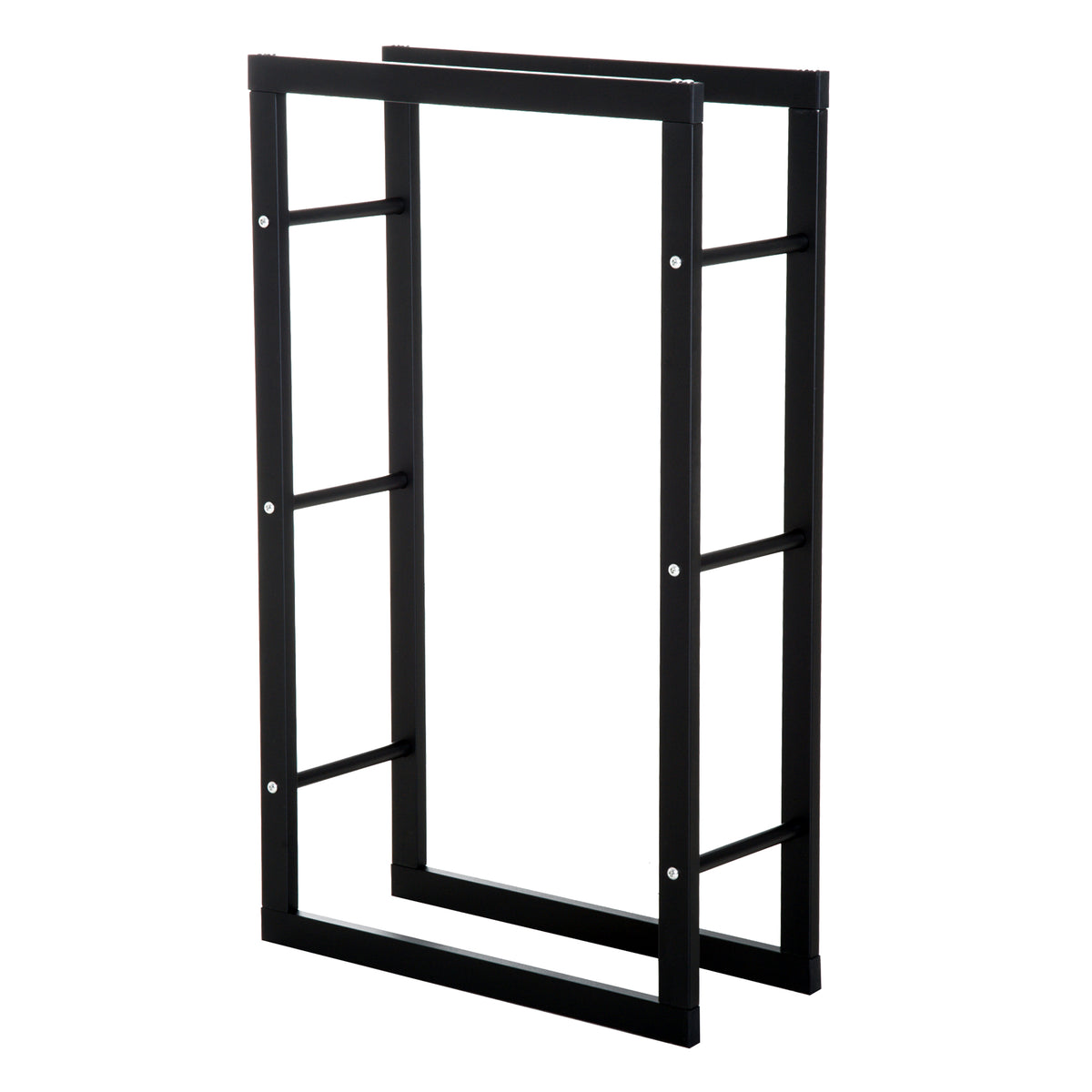 Kaminholzregal Metall 60 x 25 x 100 cm Brennholzregal Stapelhilfe Stahlrahmen bis 100kg Kaminholzunterstand Outdoor Holzregal Feuerholzregal für Garten Terrasse Außen Schwarz