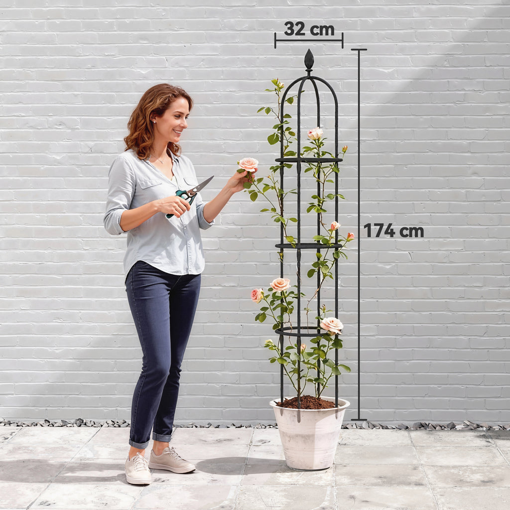 Garten Rankhilfe 2er Set 174 cm Obelisk Rankhilfe aus Stahl Abnehmbar Pflanzenst¨¹tze f¨¹r Kletterpflanzen Rose