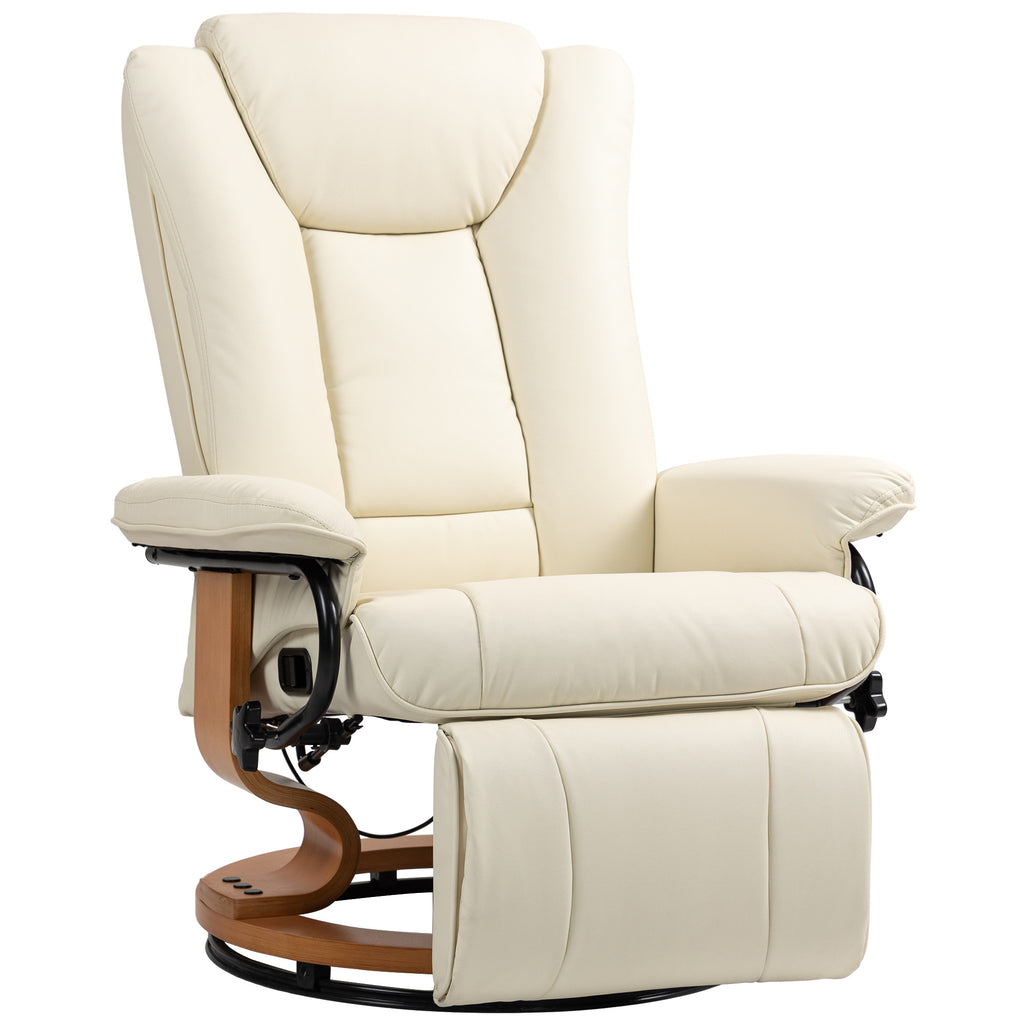 Relaxsessel mit Liegefunktion, drehbar, bis 150 kg, Kunstlederbezug, Stahlrahmen, Cremewei?