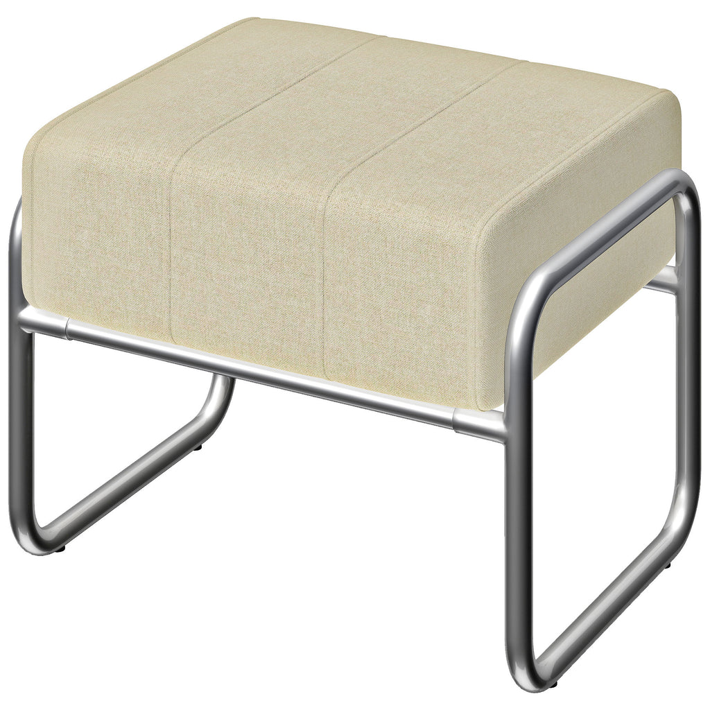 Fußhocker Sitzhocker Dick Gepolstert Hocker mit Chenille-Stoff Stahlbeinen für Schlafzimmer, Beige