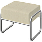 Fußhocker Sitzhocker Dick Gepolstert Hocker mit Chenille-Stoff Stahlbeinen für Schlafzimmer, Beige
