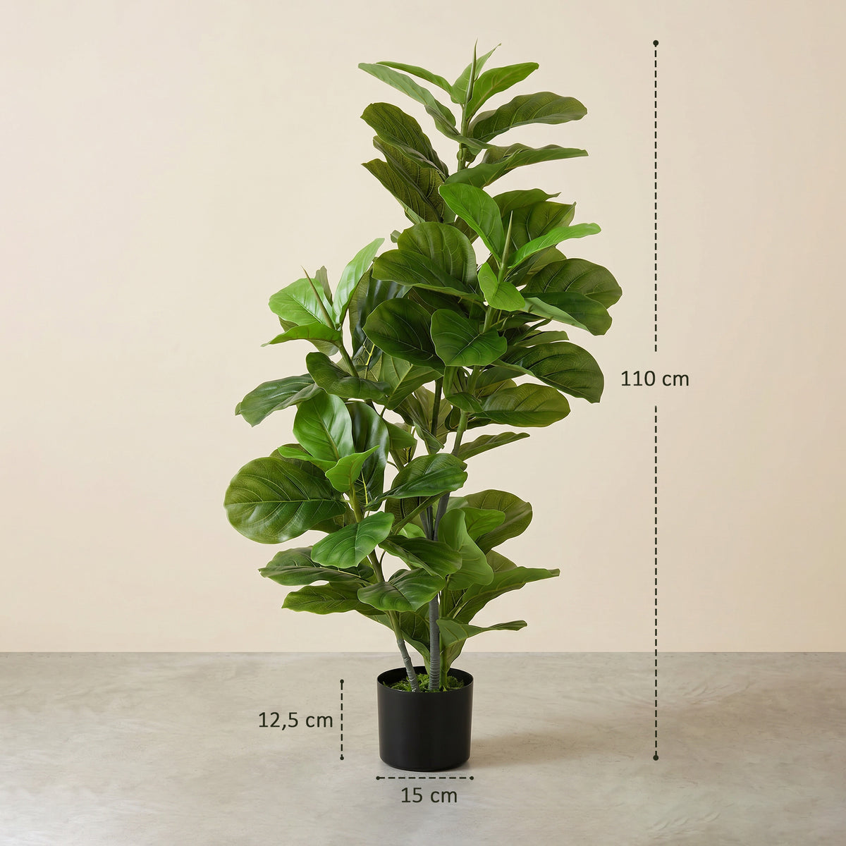 Künstliche Ficus-Pflanze, 110 cm hoch mit 90 Blättern & Topf für Wohnzimmer