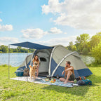Aufblasbares Zelt 4 Personen Schneller Aufbau Outdoor Camping Zelt mit 2 Schlafzimmer Mesh Fenster Vordach