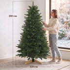 Künstlicher Weihnachtsbaum 180 cm, Fraser-Tanne mit Holzständer, 988 realistische Zweigspitzen für Zuhause und Büro, Grün