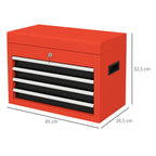 Werkzeugkasten Werkzeugtrolley, inkl. Schloss, 2 Schl¨¹ssel, 45 cm x 24,5 cm x 32,5 cm, Rot