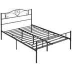 Bettgestell aus Metall mit Kopfteil, 300 kg Belastbarkeit, 145L x 211B x 106H cm, Schwarz