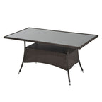 Gartentisch Glastisch Esstisch Gartenmöbel Tisch, Polyrattan+Sicherheitsglas, Braun+Schwarz, 150x85x74cm