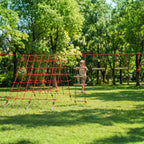 Ninja Line Kinder 10m Slackline Set mit Turnringe Schaukel Kletterleiter Kletternetz für 3-6 Jahre 1000x300x180 cm Rot