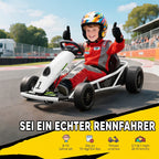 24 V Elektro Go-Kart für Kinder Bis 13 Km/h Gokart mit Drift-Funktion, Drift-Kart mit 2 Motoren für 8–12 Jahre Weiß