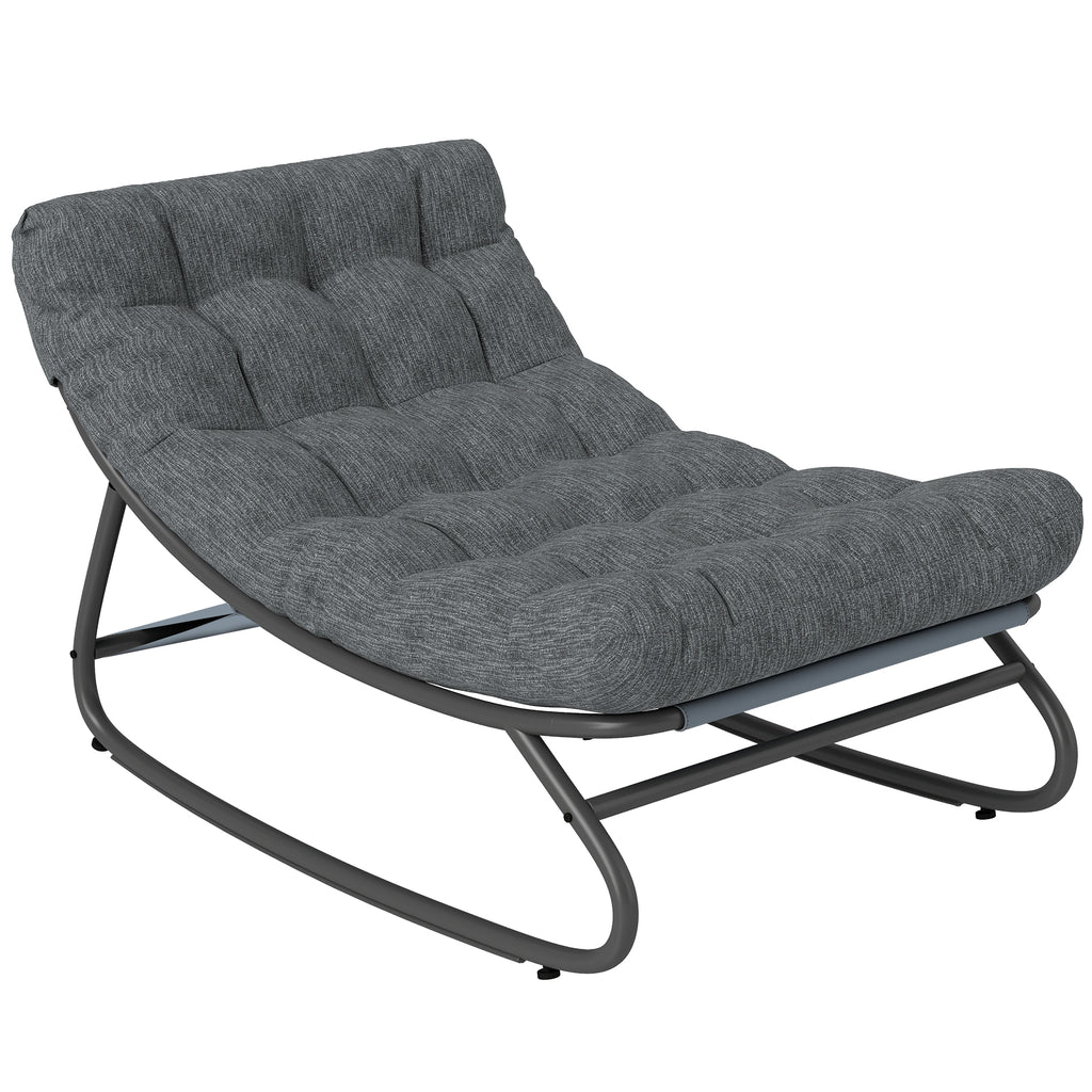 Schaukelstuhl Schaukelsessel mit breitem Netzsitz dickem Kissen 101 x 66 x 63 cm Grau
