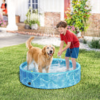 Hundepool Faltbar Planschbecken mit Brunnen- und Wasserpolsterdesign Ø120 x 30 cm Blau