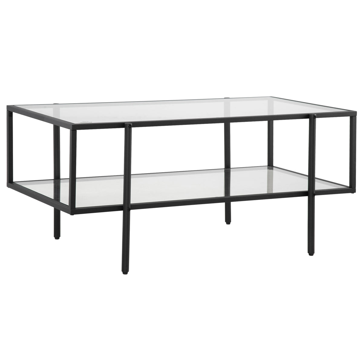Couchtisch mit Ablage, verstellbare F¨¹?e, Stahlrahmen, Glasplatte, 100 x 55 x 45,5 cm, Wei?