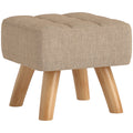 Fußhocker mit Polsterung, Leinenoptik, Holzbeine, bis 110 kg belastbar, Braun