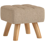 Fußhocker mit Polsterung, Leinenoptik, Holzbeine, bis 110 kg belastbar, Braun