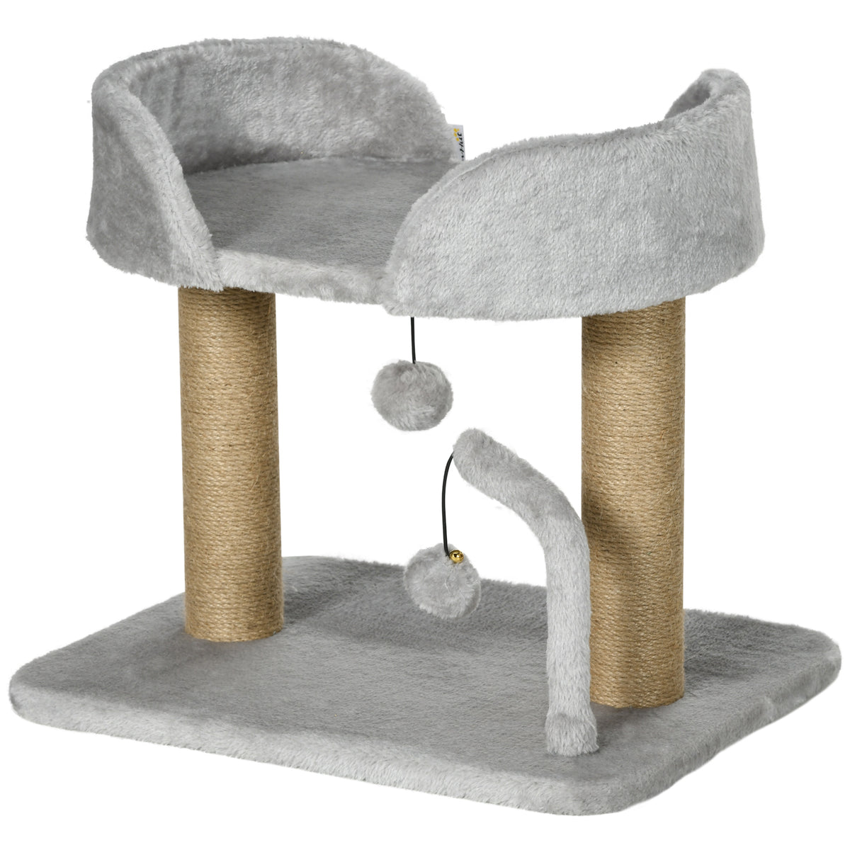 Kratzbaum, 42 cm kleiner Katzenbaum mit Jute-Kratzpfosten, Plattform, Grau
