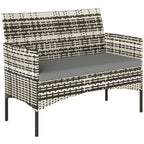 2-Sitzer Rattan Gartensofa PE-Rattan Outdoor-Terrassen-Sofa mit Polster, Anti-Rutsch-Matten, Stahlrahmen, Hellgrau