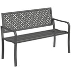Gartenbank 2-Sitzer Metall wetterfest Outdoor Sitzbank mit rostbeständiger Rückenlehne, Geometrisch bis 240 kg