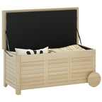 185 L Au?enlagerbox, Lagerkiste mit R?dern, wetterbest?ndig, Tannenholz, 110 x 50 x 50 cm, Hellbraun