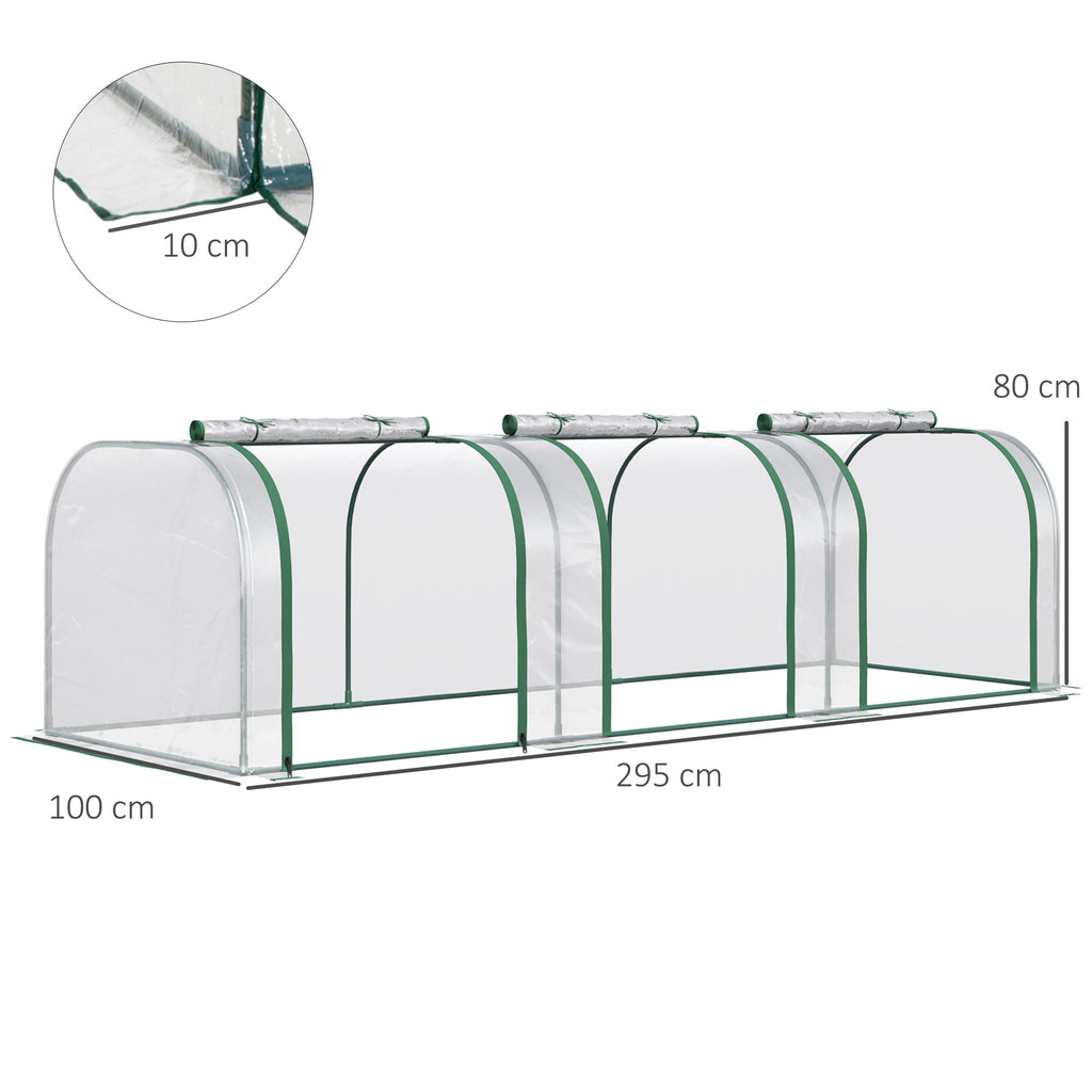 295 x 100 cm Low Tunnel Greenhouse - Clear