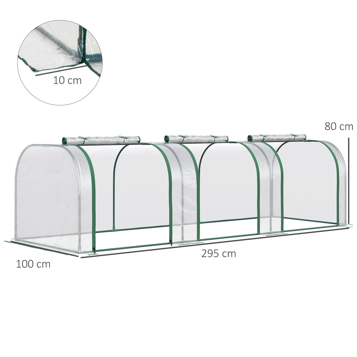 295 x 100 cm Low Tunnel Greenhouse - Clear