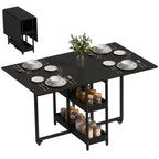 Four-Person Drop Leaf Table - Black Wood-Effect