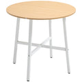 Esstisch, industrieller Stil, abgerundetes Design, stabil bis 60 kg, Ø80 x 76H cm, Naturholz/Weiß