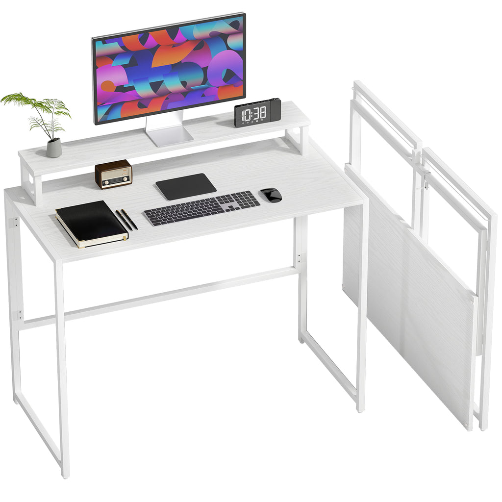 Schreibtisch Klappbar Computertisch mit Monitorhalterung für Arbeitszimmer 100 x 48 x 87,5 cm