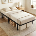 Bettgestell, 90 x 200 cm Metallbett mit Stauraum unter dem Bett, Metallgestell mit Lattenrost, kein Boxspring nötig