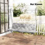 3 Sitzer Bankauflage 150x98x8 cm Bankkissen mit B?ndern, Bankpolster f¨¹r Gartenm?bel Hollywoodschaukel, Hellgrau