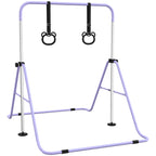 Adjustable Height, Foldable Kids Gymnastics Bar w/ Non-slip Rubber Floor Rings, for 3+ Years, Purple