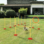 Dog Agility Equipment Training Portable Obstacle for Pet w/Adjustable Hurdles, Jumping Ring, Weave Poles