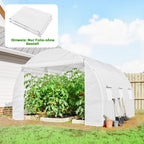 Gewächshausfolie 3 x 3 m, wasserdicht Polyethylenfolie mit Rolltür, 6 Fenster, UV Schutz NUR Folie Weiß
