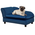 Haustiersofa mit Stauraum, weichem Kissen, bis 15 kg Tragkraft, Plüschbezug, Hartholzrahmen, Blau