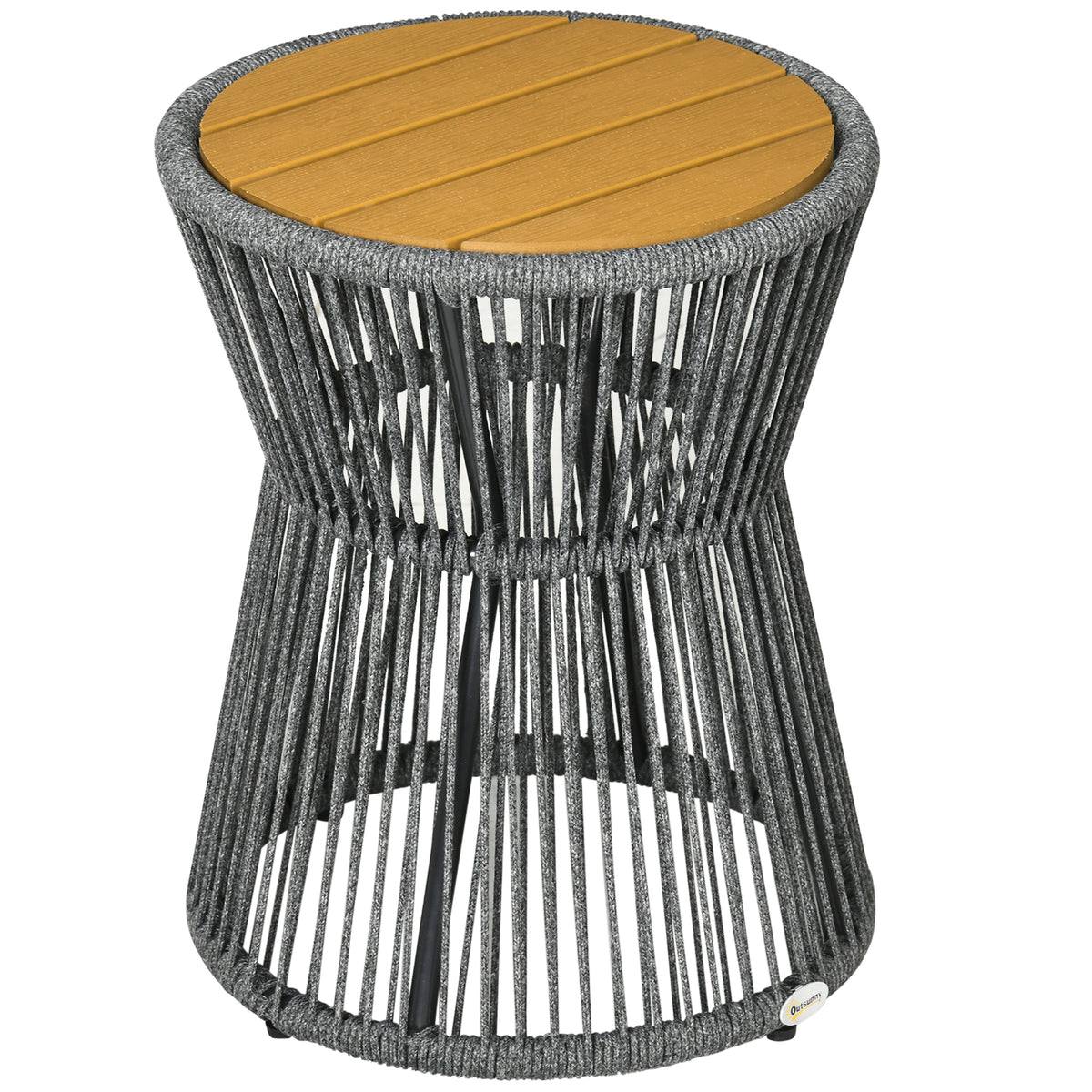 Gartentisch im Boho-Stil, wetterbest?ndig, PE-Rattan, 39 cm x 39 cm x 49 cm, Schwarz + Natur