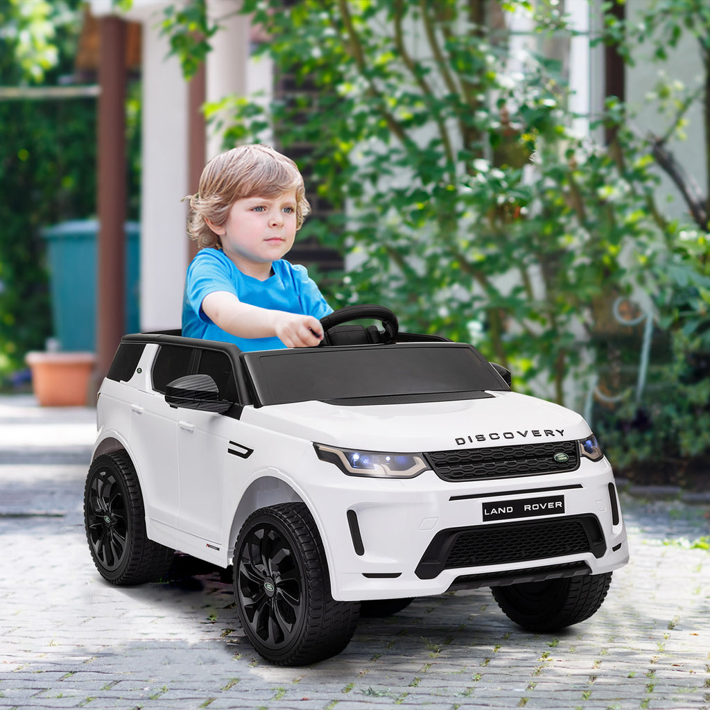 Kinder-Elektroauto, 12V Kinderfahrzeug mit Fernbedienung, LED-Lichtern, Musik und Hupe, 3-6 Jahre, Weiß