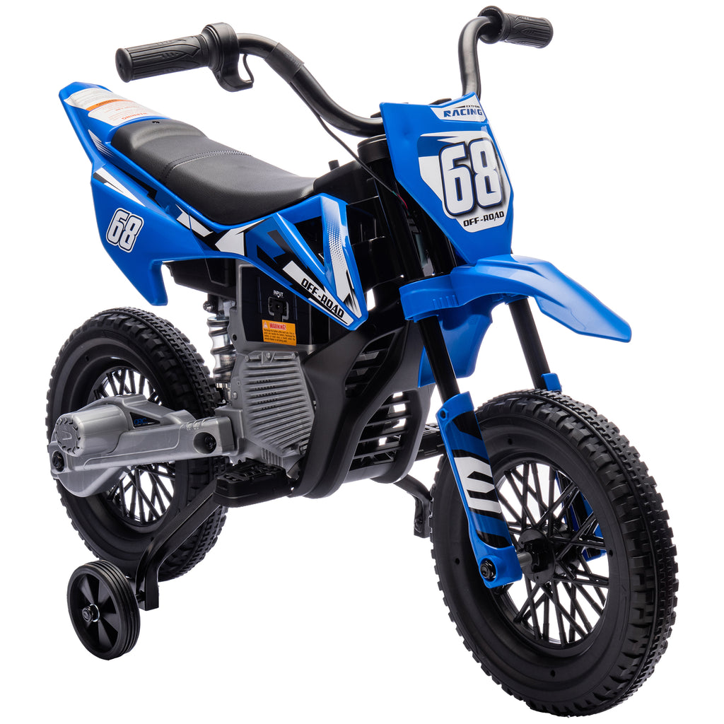 Elektro-Motorrad f¨¹r Kinder, 12V Kindermotorrad mit Musik, Kinderfahrzeug mit Trainingsr?dern, 3-6 Jahre, Blau