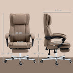 B¨¹rostuhl mit Massagefunktion, neigbare R¨¹cklehne, ausziehbare Fu?st¨¹tze, Leinenoptik, 65 x 61 x 118 cm, Braun