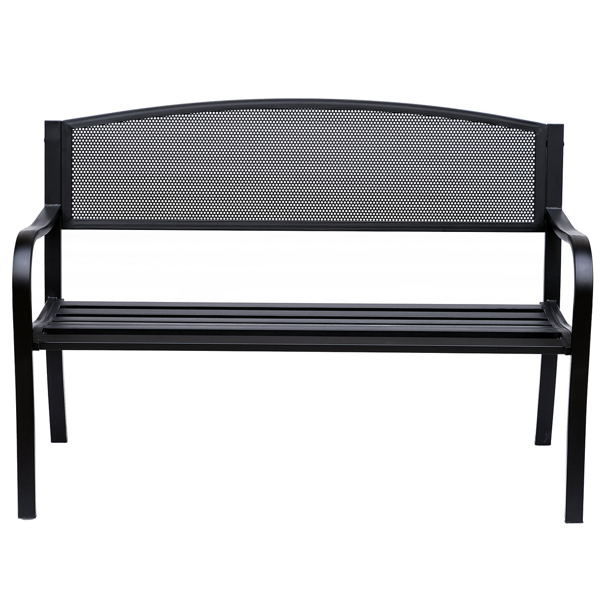  Garden Bench Furniture Patio Park 2 Person Chair Seat Steel Black 120cm Outdoor
