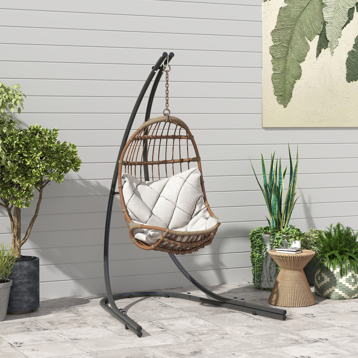 Hammock Chair Stand Only, Hanging Chair Stand with Extra Large Base, Heavy Duty Metal Single Hammock Egg Swing Frame for Indoor Outdoor, 150 KG Load Capacity, Black