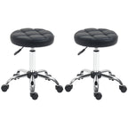 2er-Set Rollhocker höhenverstellbar, Drehhocker 48-63 cm, Arbeitshocker 360° drehbar, Bürohocker für Büro, Salon, Massage, Spa, Schwarz