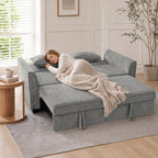 2-Sitzer-Schlafsofa, 4-in-1 L-förmiges Ausziehsofa mit verstellbarer Rückenlehne und Seitentaschen, Grau