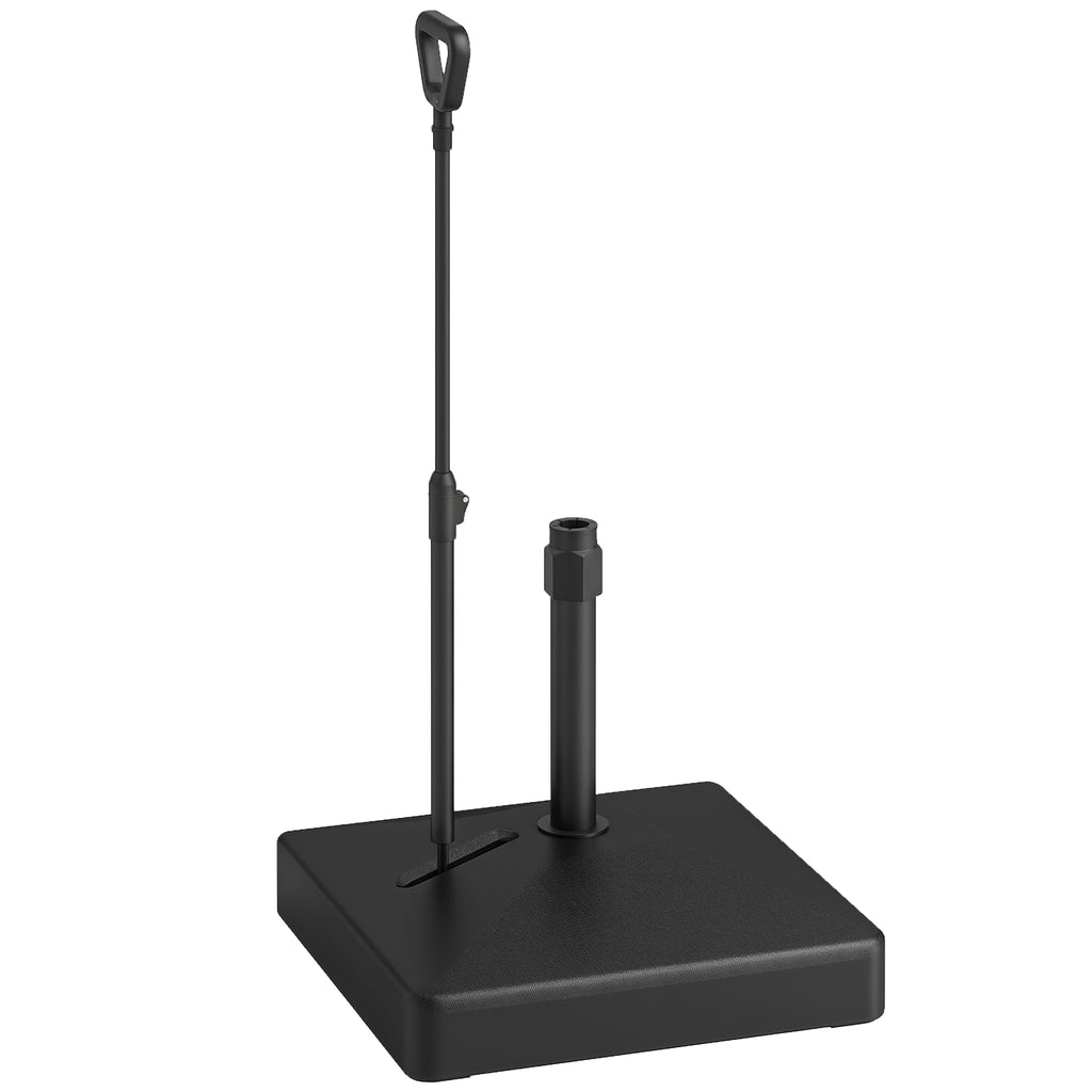 Garden Parasol Base with Adjustable Wheels and Handle, Garden Sun Umbrella Base Parasol Stand, Filled Up to 55kg with Stand, 45kg with Water for 35, 38, 48 mm Poles, Black