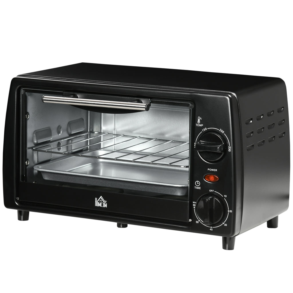 Mini-Ofen Toasterofen, 1 Backblech, 1 Grilrost, 10 L Kapazität, Timer-Funktion, 36.5 cm x 26 cm x 22 cm, Schwarz